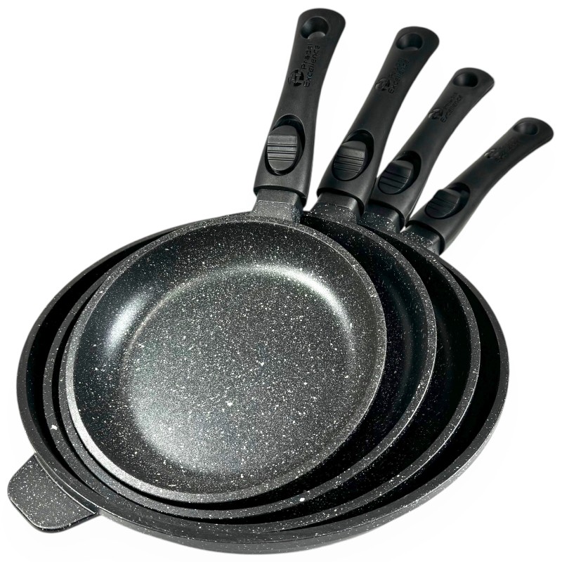 Pradel Excellence Padella Pierra 20 Cm In Alluminio Forgiato - Antiaderente Effetto Pietra, Manico Rimovibile, Adatta A Induzione E Forno